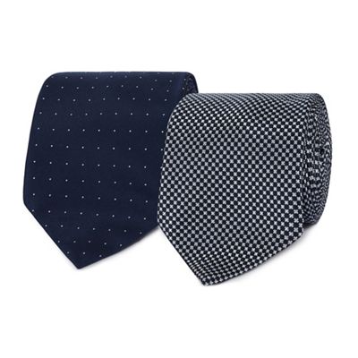 The Collection Pack of two navy spotted ties